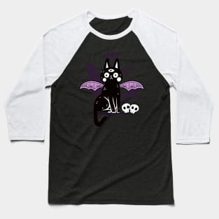 Kawaii Black Cat Skull Soft Grunge Pastel Goth Tattoo Art Baseball T-Shirt